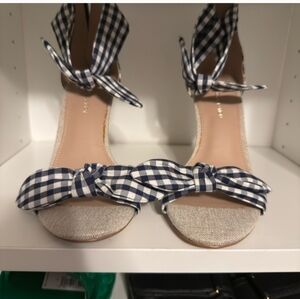 NEW - BCBGeneration Navy Blue and White Heels with Gingham Bow